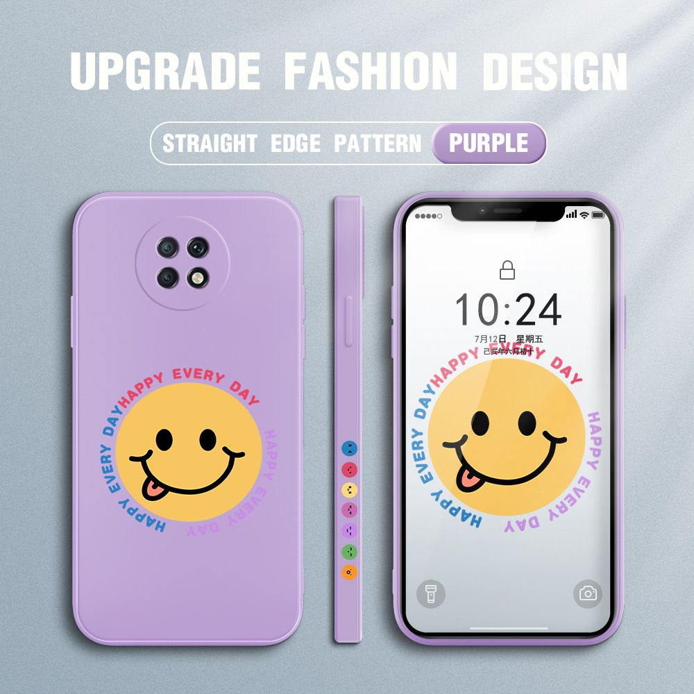 FHKL for Redmi Note 9T Back Cover Cartoon Smile Side design Soft Case Multicolor Liquid Silicone Phone Cases