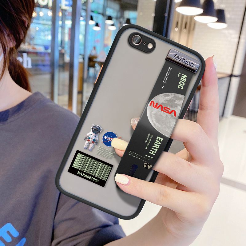 UCUC for OPPO A71 Wrist Strap Case Creative Cartoon Astronaut Wristband Printing Cover Shockproof Frosted Phone Case