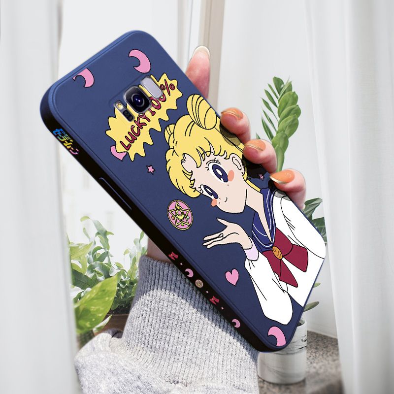 AMORVOR for Samsung Galaxy S8 Plus Back Cover Anime Super Sailor Moon Side design Soft Case Liquid Silicone Phone Cases