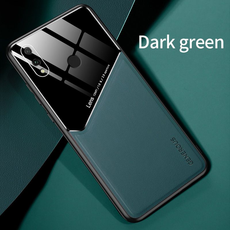 Lenuo For Huawei Y9 2019 / enjoy 9 Plus Case Leather Texture Car Magnetic Holder Back Cover Soft Silicon Frame Shockproof Casing