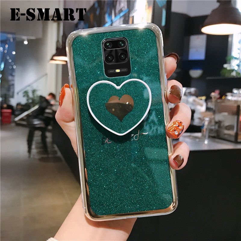 Phone case Redmi Note 9 Pro Back Cover Fashion Couple Cases Bling Gold Glitter Loved Bracket Holder Stand Ring Soft Protector Cover Redmi Note9 Pro case