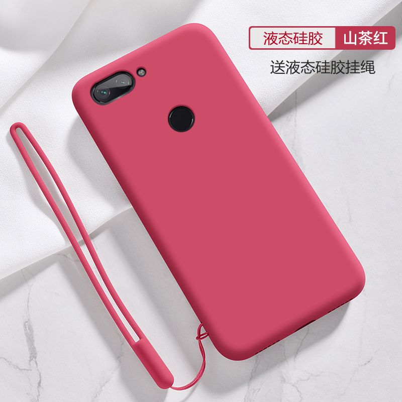 For Xiaomi Mi 8 Lite Case Ultra thin Soft Phone Back Cover Smooth Liquid Silicone Flocking Protective Casing (With Free Gift lanyard)