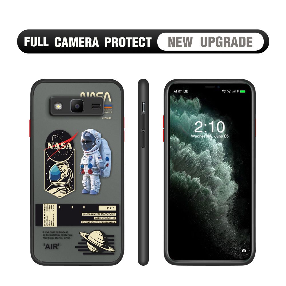 Hontinga for Samsung J2 Prime Case Cartoon Astronaut Cover Camera Shockproof Protection Case Edge Frosted Transparent Phone Cover