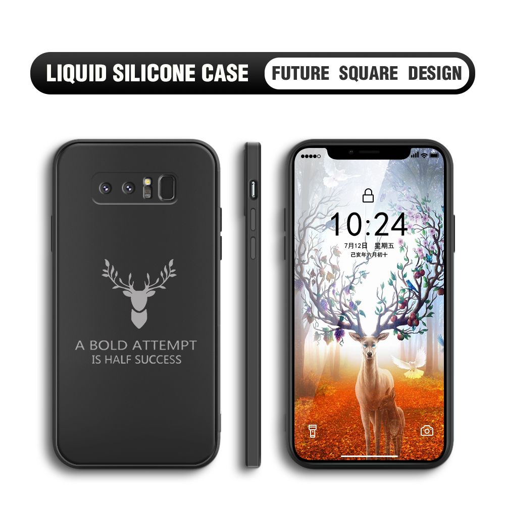 BILI for Samsung Galaxy Note 8 Back Cover Simple Antlers Ultra Thin Soft Luxury Square Multicolor Liquid Silicone Phone Case