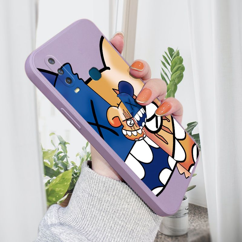 AMORVOR for Vivo Y17 Y15 Y12 Back Cover Fashion Popular Side design Soft Case Liquid Silicone Phone Cases