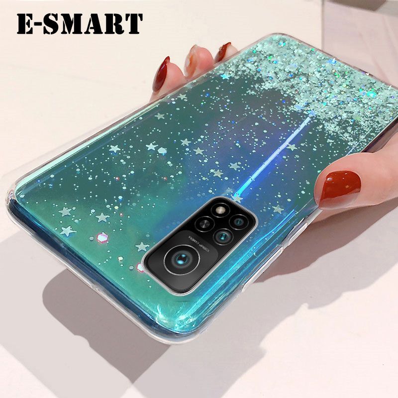 Phone Case Redmi Note 11S Back Cover Glitter Silicone Soft Cases Starry Sky String Glitter Transparent Space Stars Moon Redmi Note 11S case