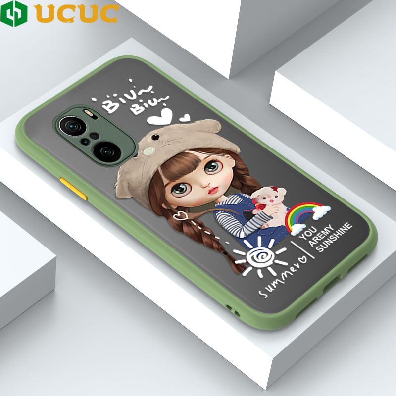 UCUC for Xiaomi Poco F3 / Redmi K40 / Redmi K40 Pro Back Cover Rainbow Lovely Girls Frosted Transparent Hard Phone Case Thin Shockproof Full Cover Camera Protect Case