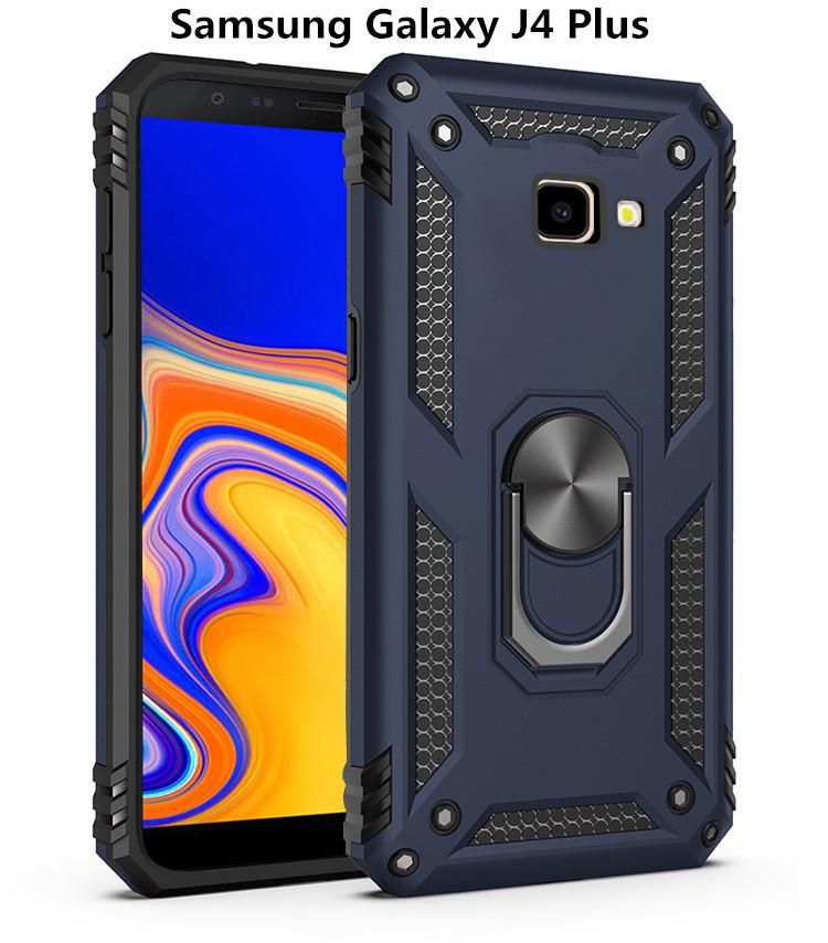 【 ETOP 】 For Samsung Galaxy J4 Plus 2018 Phone Case Triple Protection Fell Slip Air Bag For Galaxy J4Plus / J4 Core All Edges Included Car Load Magnetic Sucker Rings Soft Protective Case