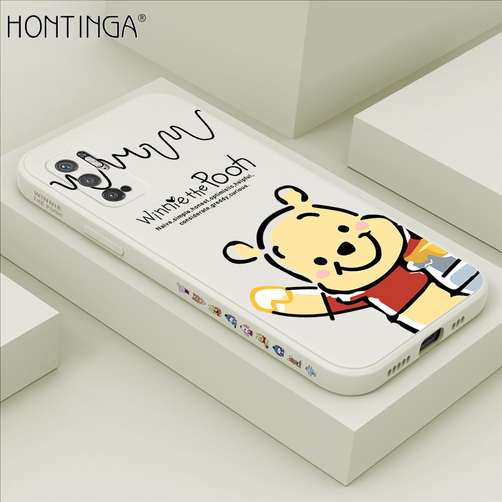 Hontinga for Xiaomi Redmi Note 10 5G Case Side Design Hello Little Bear Back Cover Soft Square Edge Pattern Liquid Silicone Trend Phone Cases