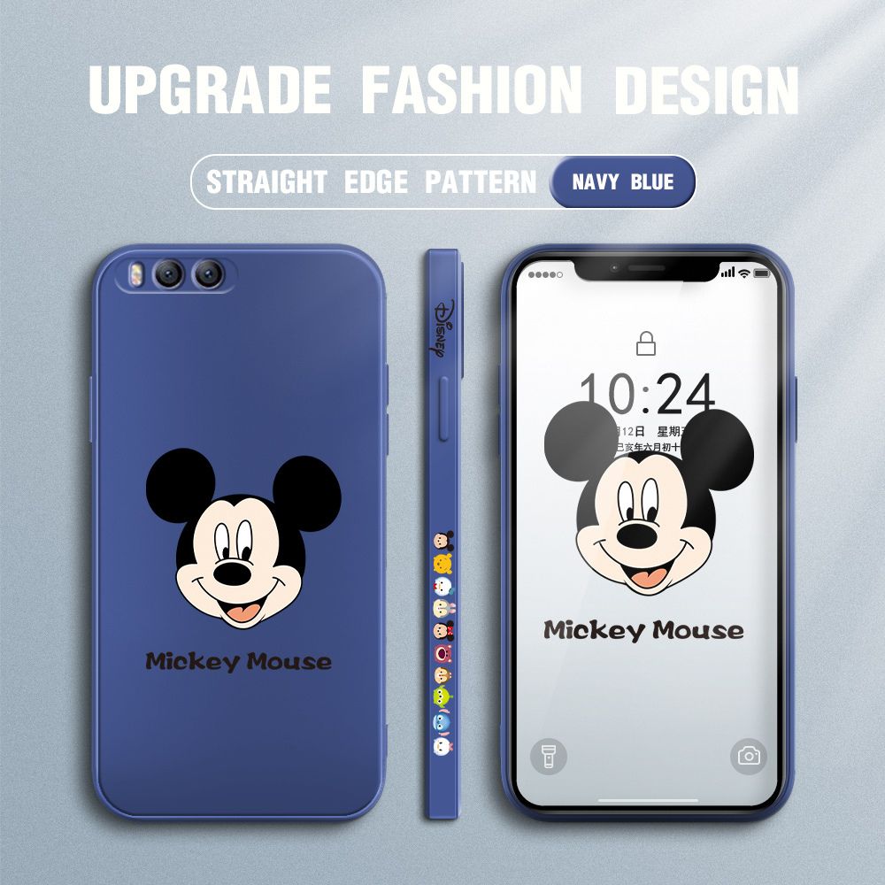 Jizetin for Xiaomi Mi 6 Case Creative Cartoon Mouse Avatar Side Design Phone Case Square Edge Pattern Liquid Silicone Cases Full Cover Camera Shockproof Protective Case