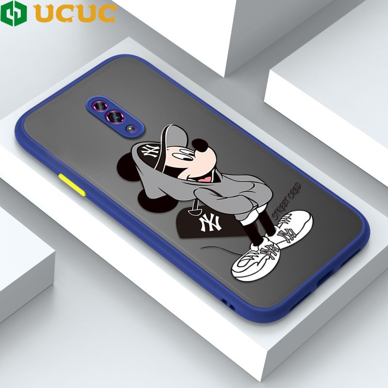 UCUC for OPPO Reno Back Cover Handsome Mouse Frosted Transparent Hard Phone Case Thin Shockproof Full Cover Camera Protect Case