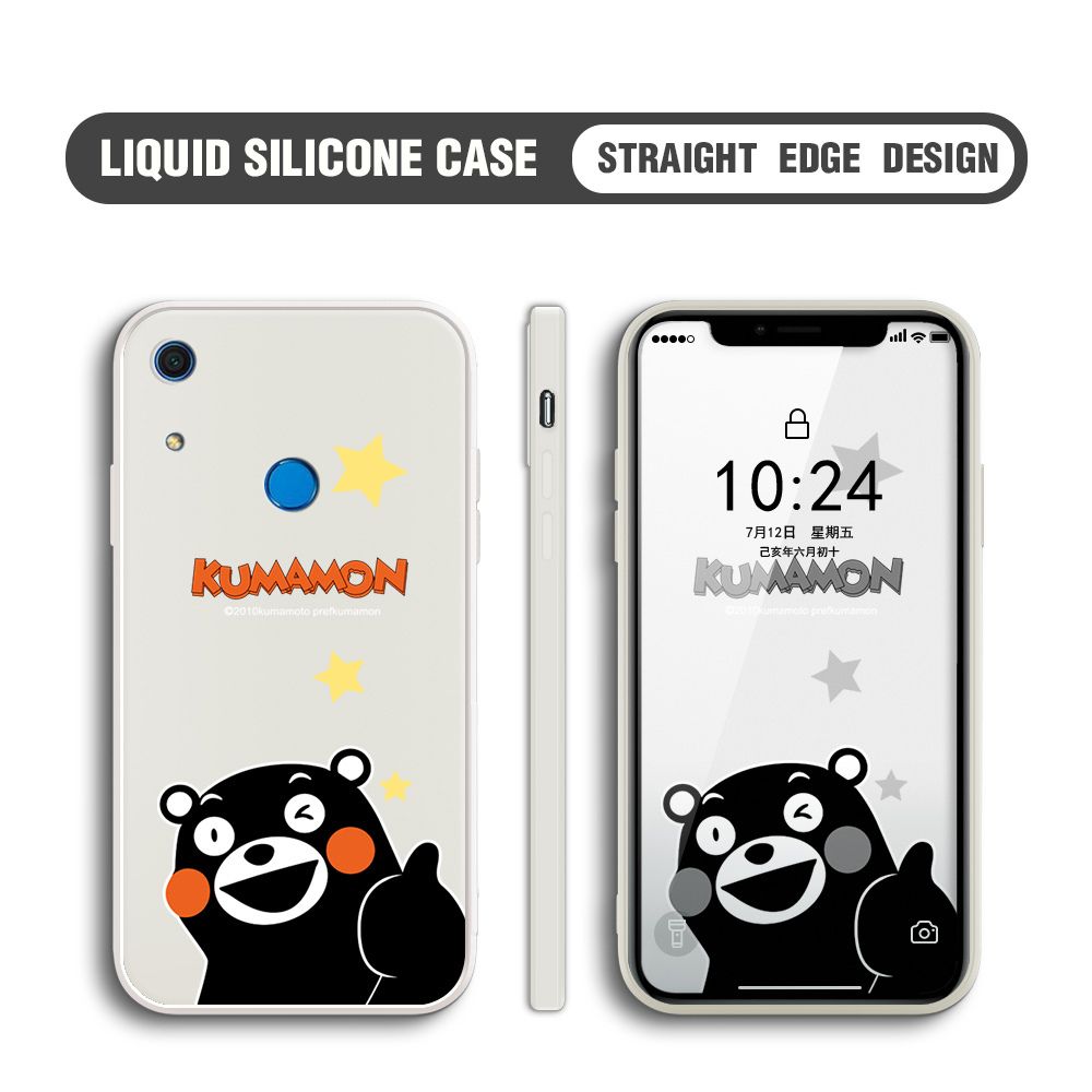 BILI for Huawei Y6S Back Cover Black Bear Multicolor Liquid Silicone Phone Case Soft Square Lens Protection Phone Cases