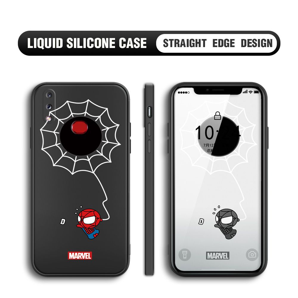 Jizetin for Samsung Galaxy A10S Back Cover Cute Spiderman For Boys Liquid Silicone Phone Case Soft Full Camera Protect Phone Cases