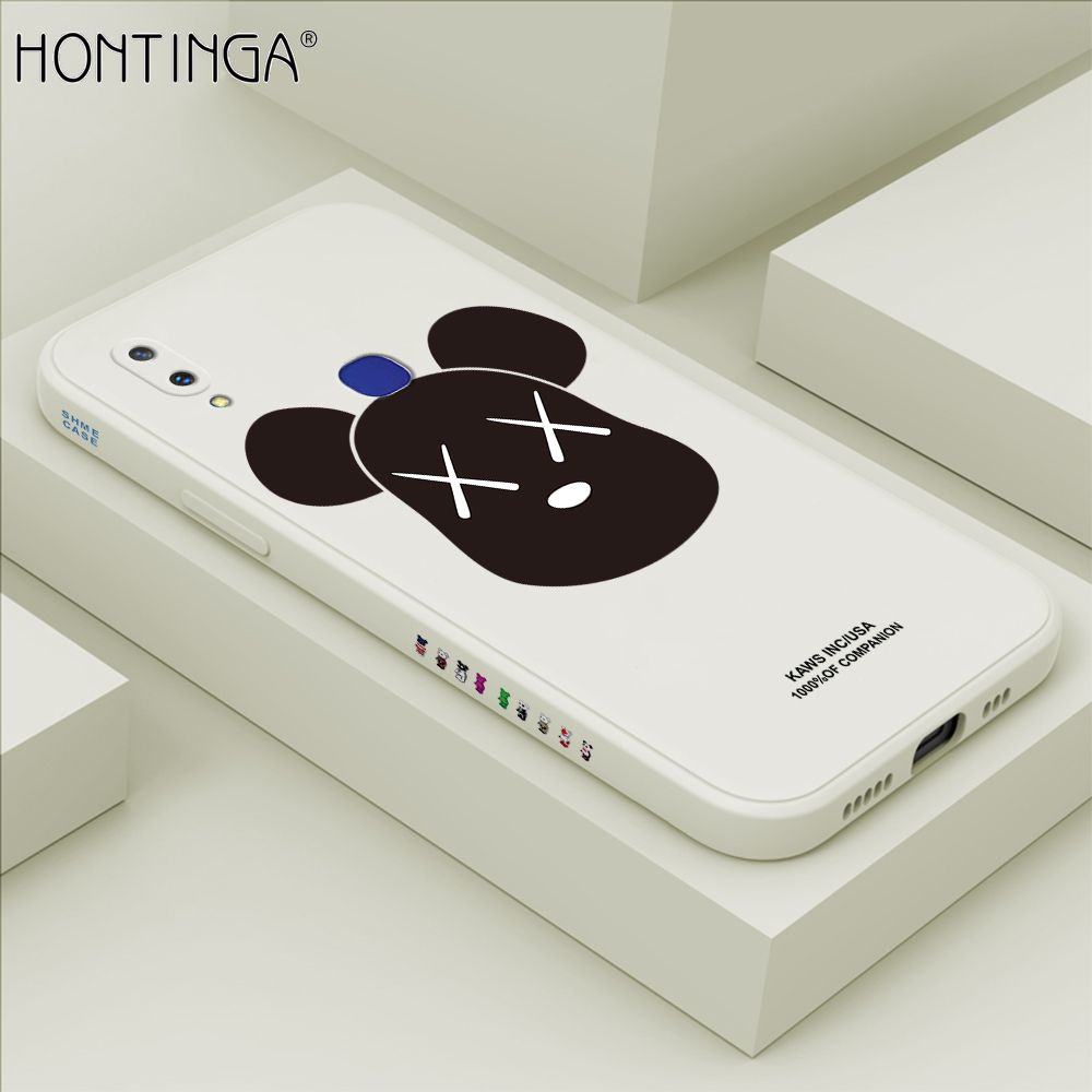 Hontinga for Vivo V11I Case Side Design Violent Bear Head Back Cover Soft Square Edge Pattern Liquid Silicone Trend Phone Cases