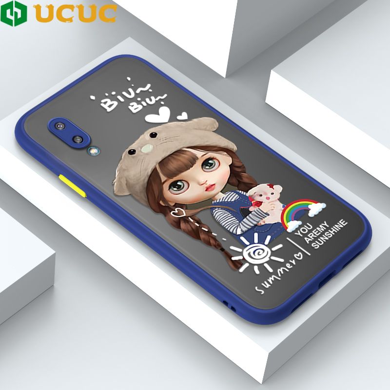 UCUC for Samsung Galaxy A02 M02 Back Cover Rainbow Lovely Girls Frosted Transparent Hard Phone Case Thin Shockproof Full Cover Camera Protect Case