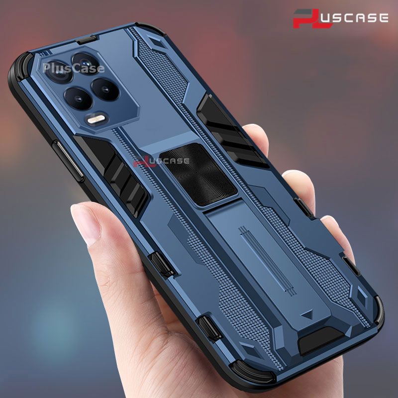 PlusCase for Realme 8 Pro / Realme 8 4G Kickstand Phone Case Camera Lens Protector Hard Impact-Resistant Cover