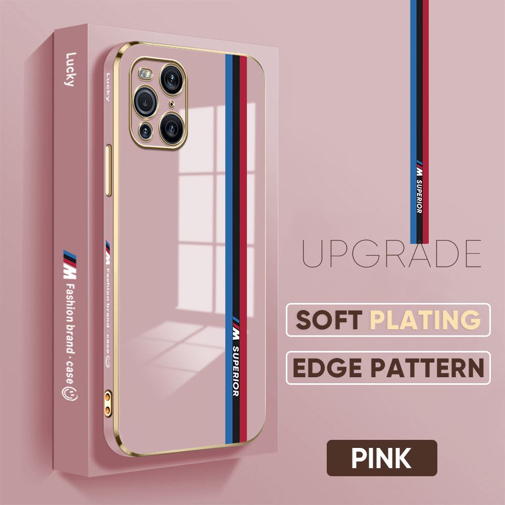 Jizetin (Free Lanyard) OPPO Find X3 Find X3 Pro Back Cover Car Track Luxury 6D Plating Case Side Pattern Soft Silicone Square Mobile Phone Cases