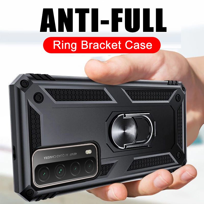 Casinglee Shockproof Armor Stand Case for Huawei Y7A with Holder Ring Cover Case for Huawei Y7A Car Magnet Phone Casing Back Cover