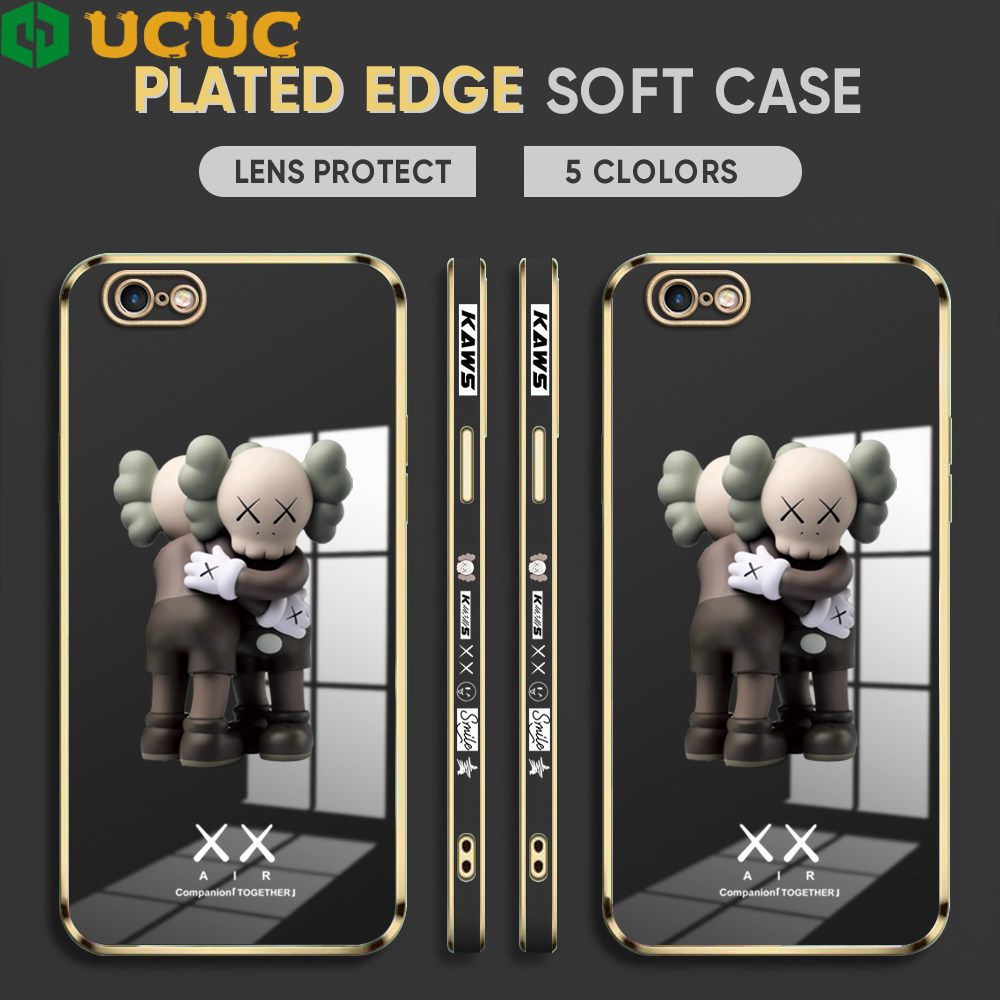 UCUC for iPhone 6 Case Hug Little Bear Luxury 6D Plating Soft Casing Silicone Ultra Thin Phone Cover