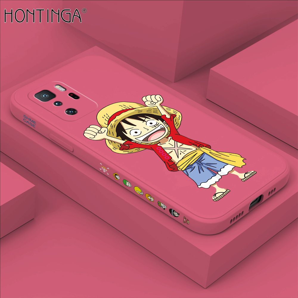 Hontinga for Xiaomi Poco X3 GT Case Side Design Anime Cartoon Luffy Back Cover Soft Square Edge Pattern Liquid Silicone Trend Phone Cases