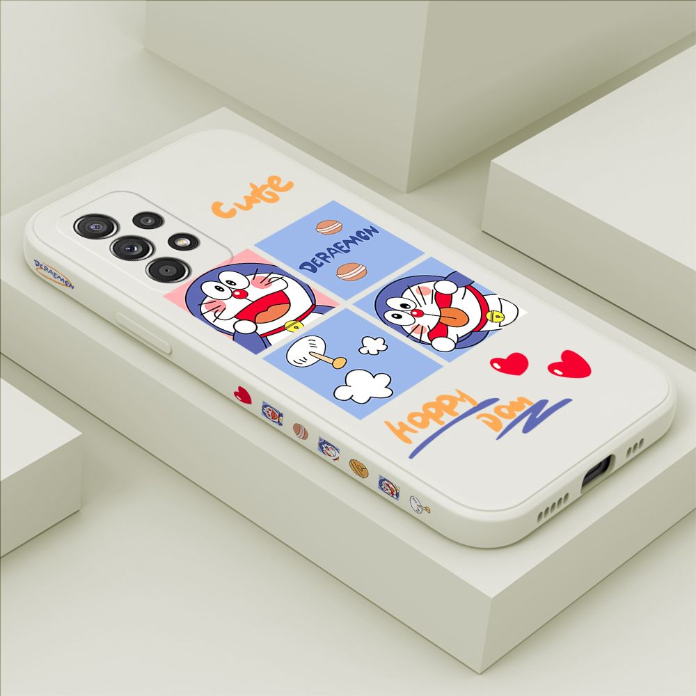 Hontinga for Samsung Galaxy A52 4G / 5G / A52S 5G Case Side Design Cartoon Cute Cat Back Cover Soft Square Edge Pattern Liquid Silicone Trend Phone Cases