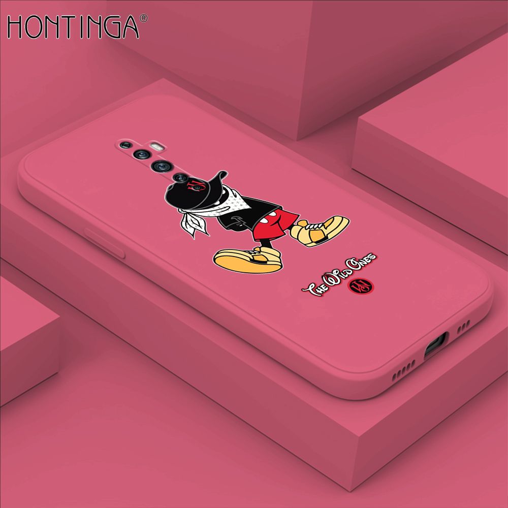 Hontinga for OPPO Reno 2 Case Cartoon Masked Mouse Phone Case Soft Square Edge Silicone Cases Full Lens Cover Shockproof Protection Cover