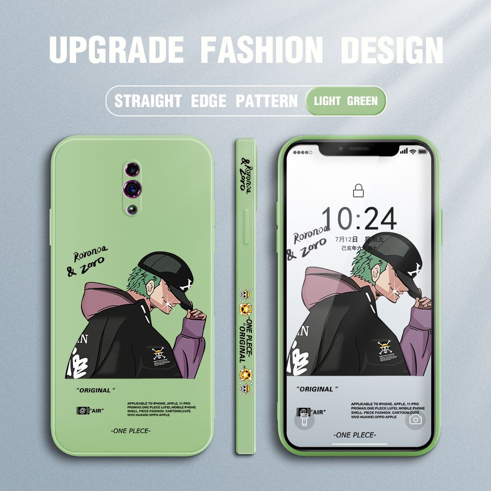 Jizetin for OPPO Reno Case Anime One Piece Roronoa Zoro Side Design Phone Case Ultra Soft Edge Pattern Liquid Silicone Phone Cases