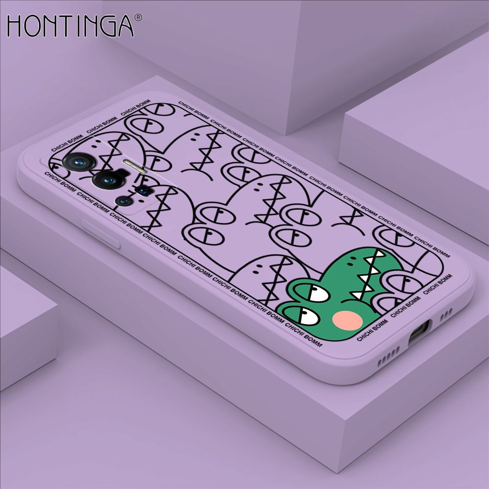 Hontinga for Vivo X70 Pro 5G Case Cartoon Crocodile Alligator Phone Case Phone Case Soft Square Edge Silicone Cases Full Lens Cover Shockproof Protection Cover