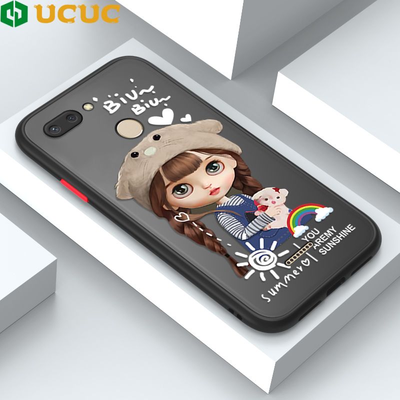 UCUC for Redmi 6 Back Cover Rainbow Lovely Girls Frosted Transparent Hard Phone Case Thin Shockproof Full Cover Camera Protect Case