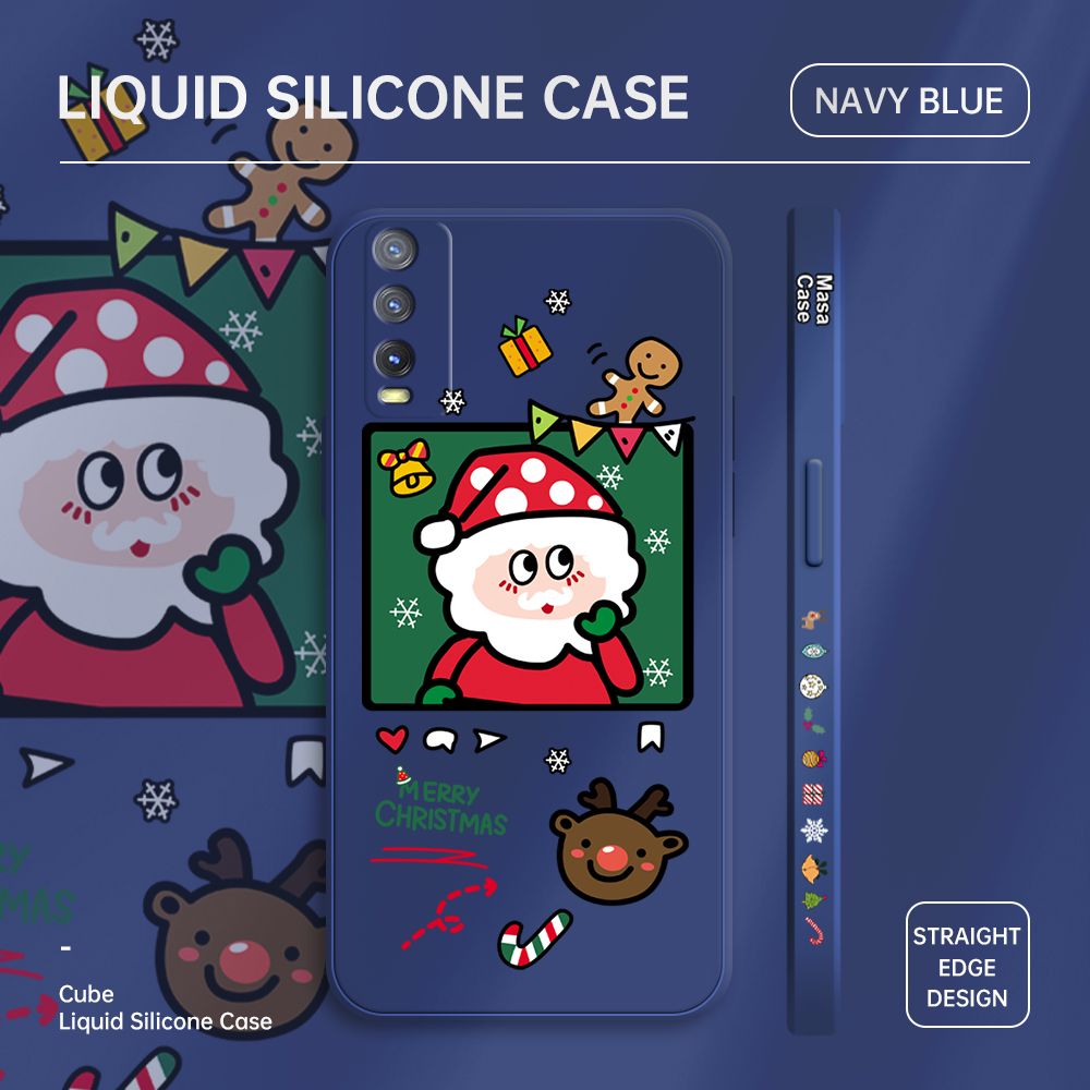 ZeroQiQi for Vivo Y20 2021 Case Santa Claus Christmas Gifts Side Printing Cases Soft Liquid Silicone Phone Cover