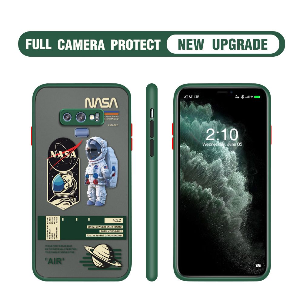 Hontinga for Samsung Note 9 Case Cartoon Astronaut Cover Camera Shockproof Protection Case Edge Frosted Transparent Phone Cover