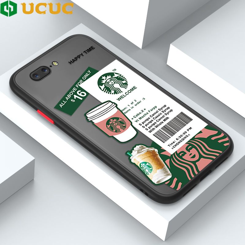 UCUC for OnePlus 5 Back Cover Fashion Sticker Frosted Transparent Hard Phone Case Thin Shockproof Full Cover Camera Protect Case