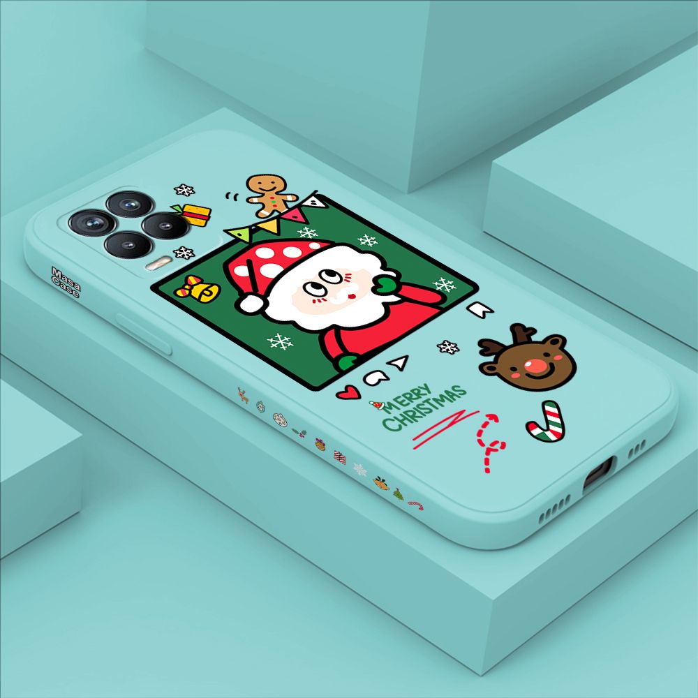 ZeroQiQi for Realme 8 Case Santa Claus Christmas Gifts Side Printing Cases Soft Liquid Silicone Phone Cover