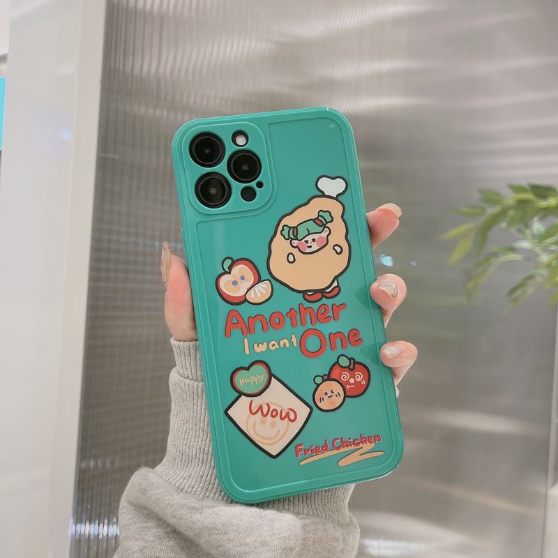 Green Case Cute Cartoon Pattern Case Soft Silicone Cover Mobile Phone Protective Case