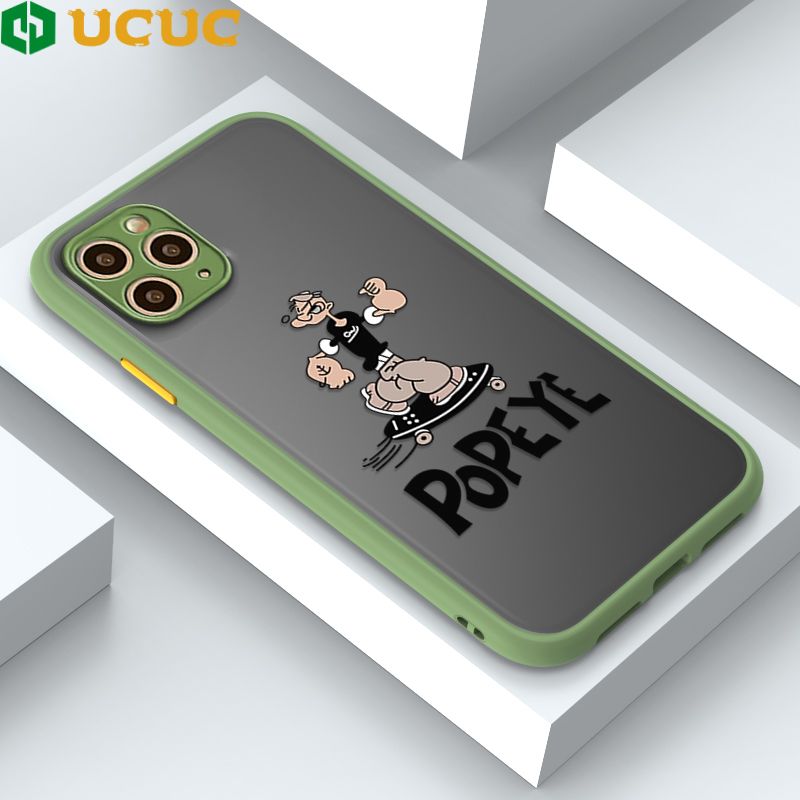 UCUC for iPhone 11 Pro Back Cover Popeye Frosted Transparent Hard Phone Case Thin Shockproof Full Cover Camera Protect Case