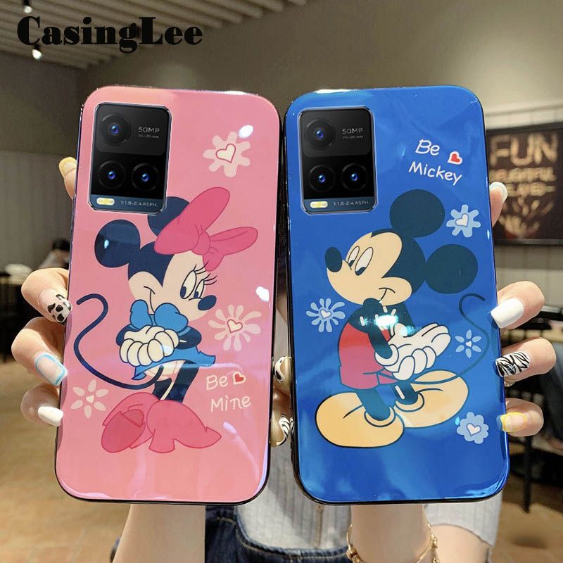 CasingLee For VIVO Y33 Case Shockproof Blu-ray Cute Mickey and Minnie Design Silicone back Cover For VIVO Y33 Phone Cases For girls and Boys