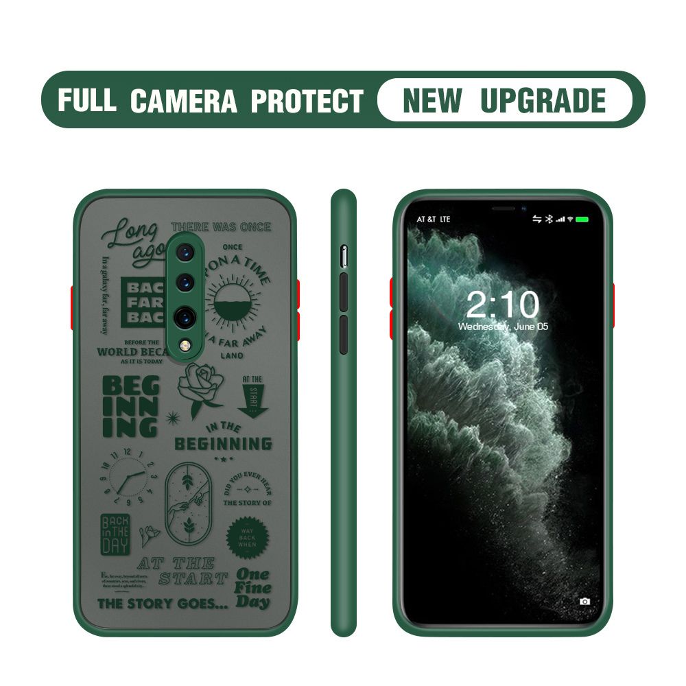 Hontinga for OnePlus 7 Pro Case Popular Clock Poster Camera Shockproof Protection Cases Edge Frosted Transparent Phone Cover