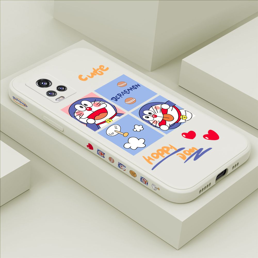 Hontinga for Vivo V20 Pro Case Side Design Cartoon Cute Cat Back Cover Soft Square Edge Pattern Liquid Silicone Trend Phone Cases