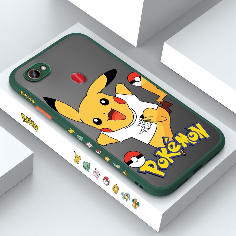 ZeroQiQi for OPPO F7 Case White Clothes Pikachu Side Printing Cover Frosted Ultra Thin Protective Anti Fall Phone Case