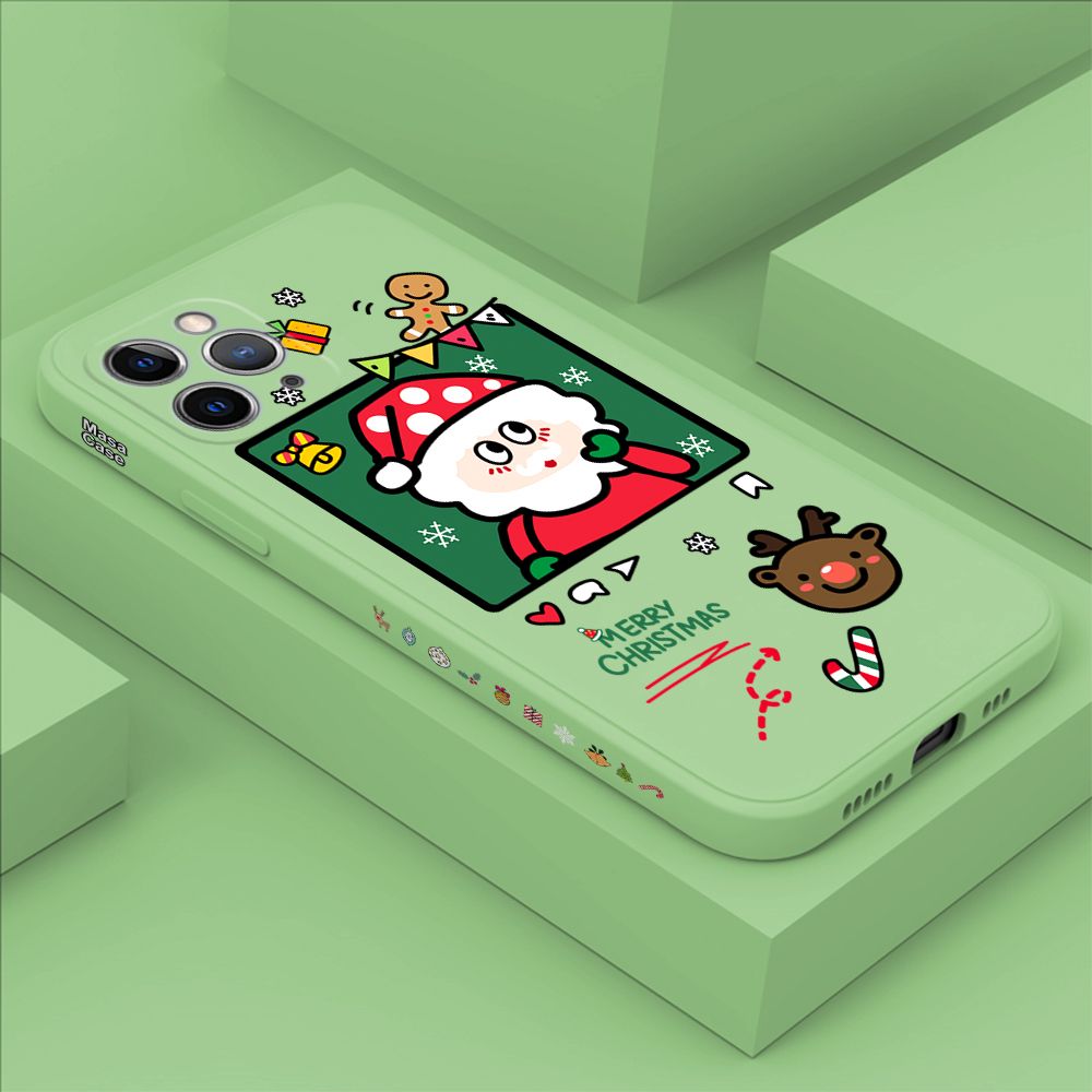 ZeroQiQi for iPhone 11 Pro Case Santa Claus Christmas Gifts Side Printing Cases Soft Liquid Silicone Phone Cover