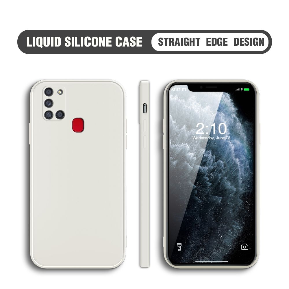 Jizetin for Samsung A21S Case Thin Soft Luxury Square Liquid Silicone Phone Case Candy Cover