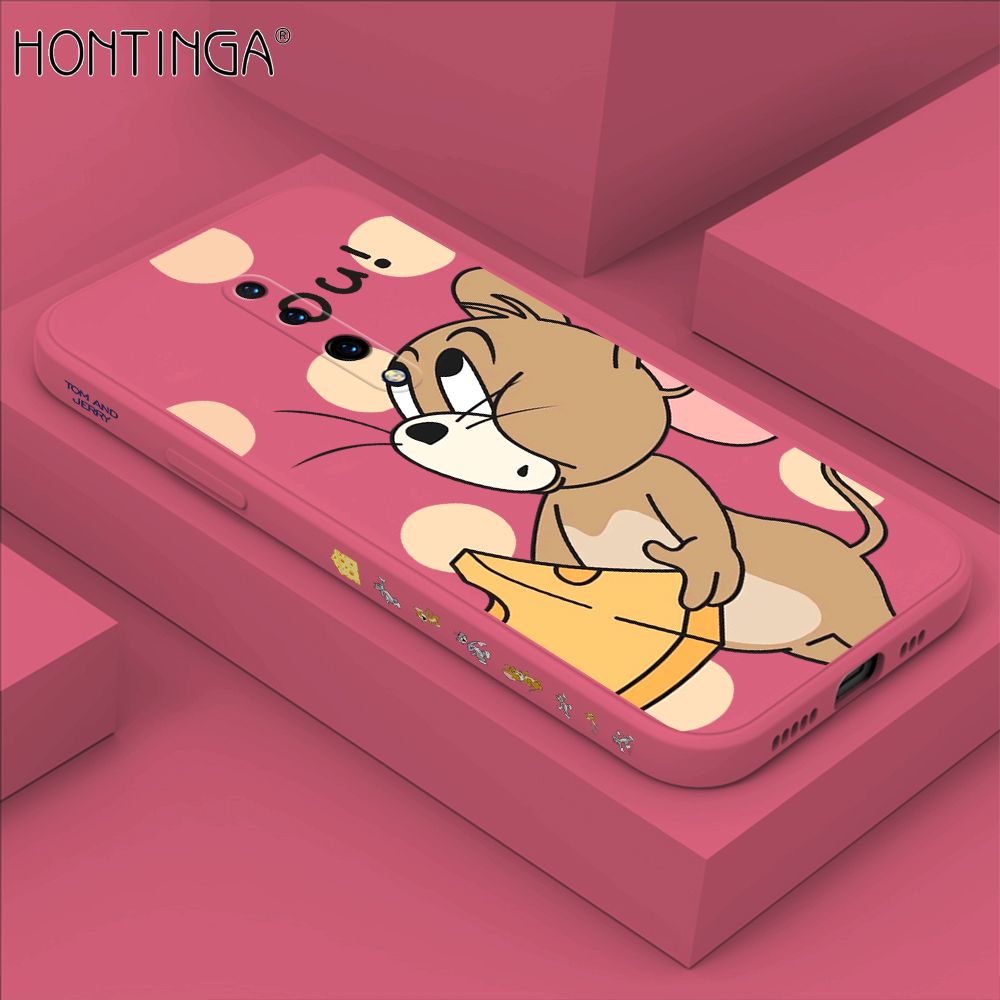 Hontinga for OnePlus 7 Pro Case Side Design Cute Cartoon Mouse Back Cover Soft Square Edge Pattern Liquid Silicone Trend Phone Cases