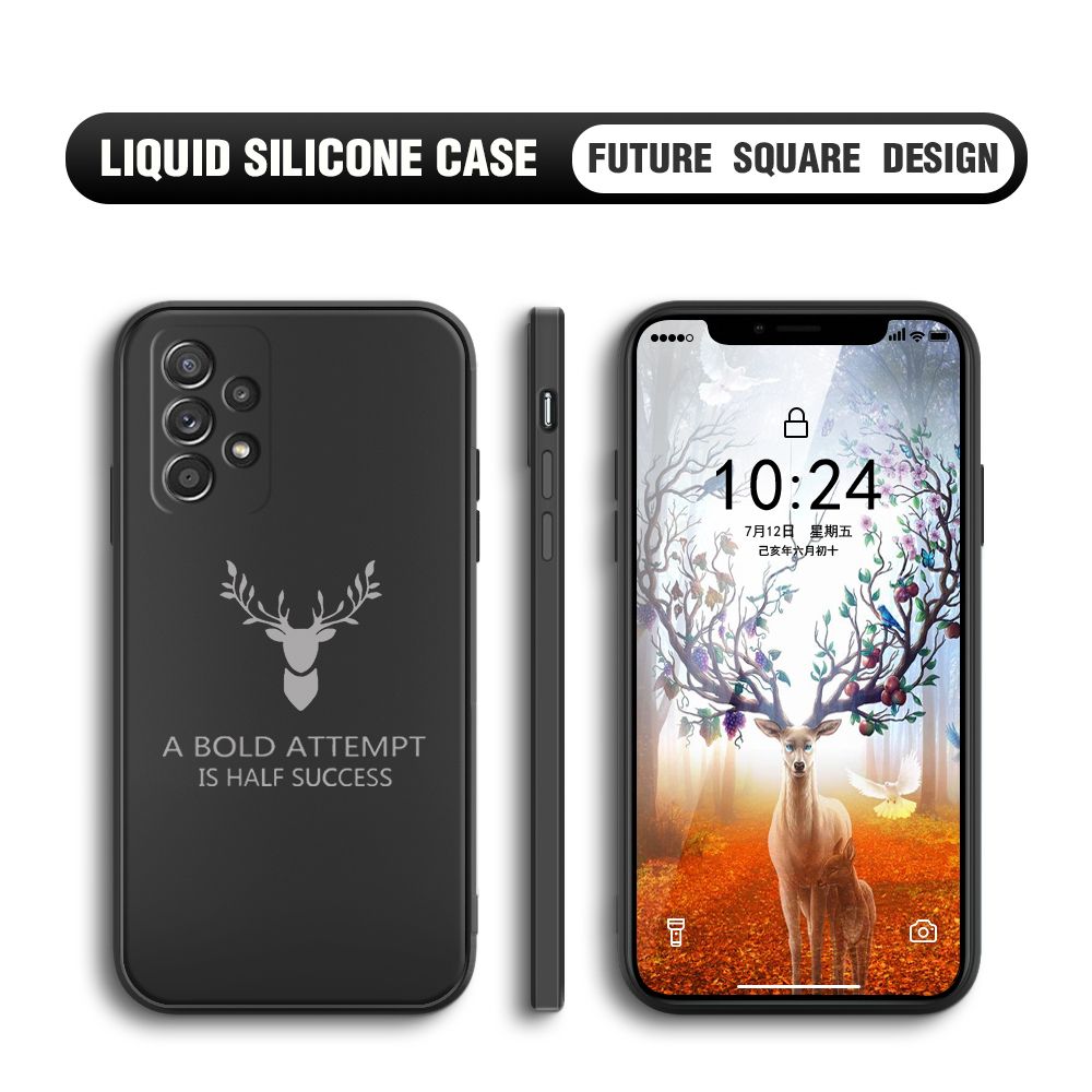 BILI for Samsung Galaxy A52S 5G Back Cover Simple Antlers Ultra Thin Soft Luxury Square Multicolor Liquid Silicone Phone Case