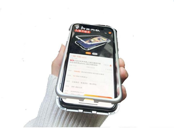 360 Magnetic Metal Tempered Glass Cover for Iphone 6P - Silver