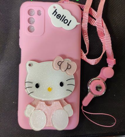 Samsung Galaxy M31 Mirror Card Girls Stylish Soft Bake Cover Mirror Hello Kitty Luxury Silicone Phone Case For Samsung M31
