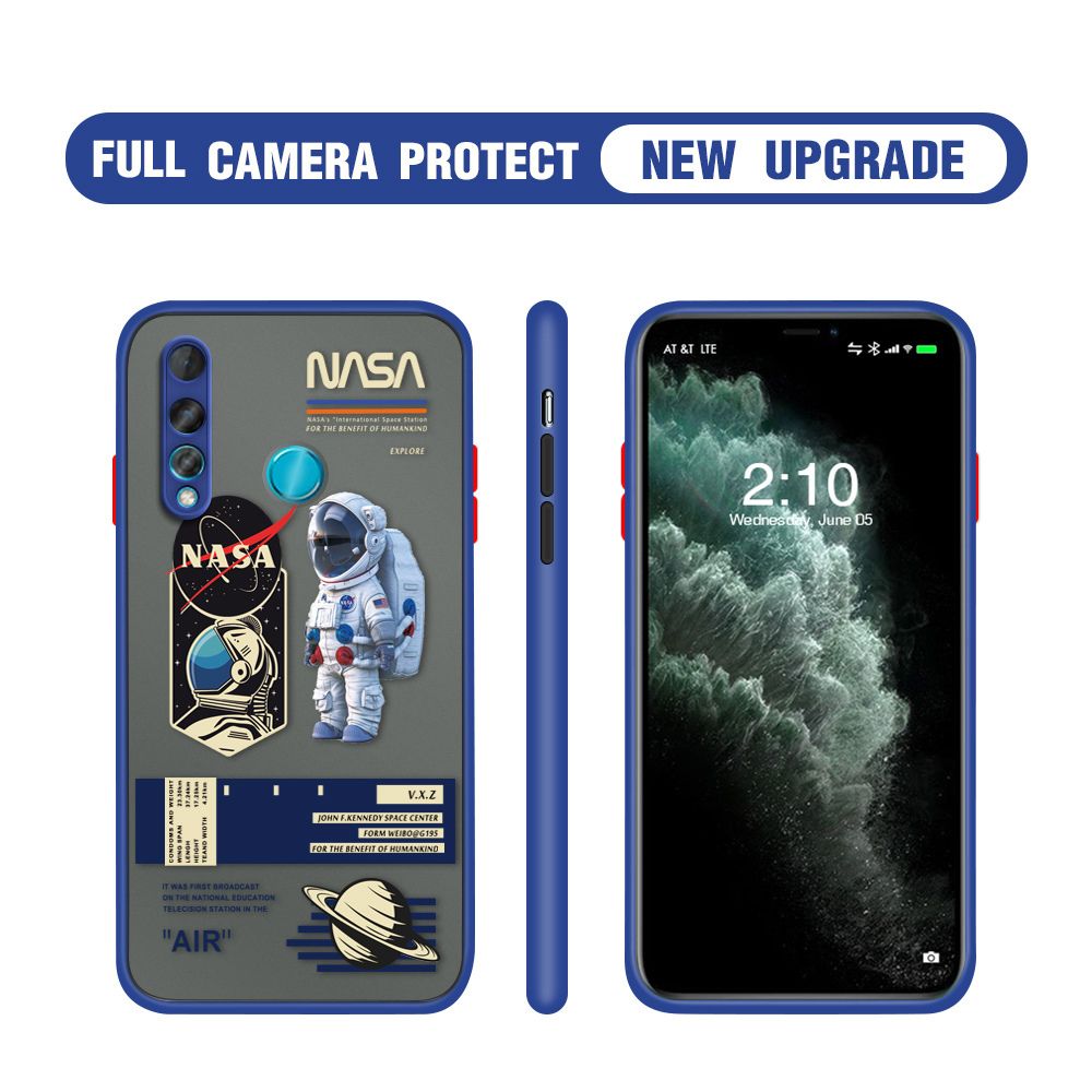 Hontinga for Huawei Nova 4 Case Cartoon Astronaut Cover Camera Shockproof Protection Case Edge Frosted Transparent Phone Cover