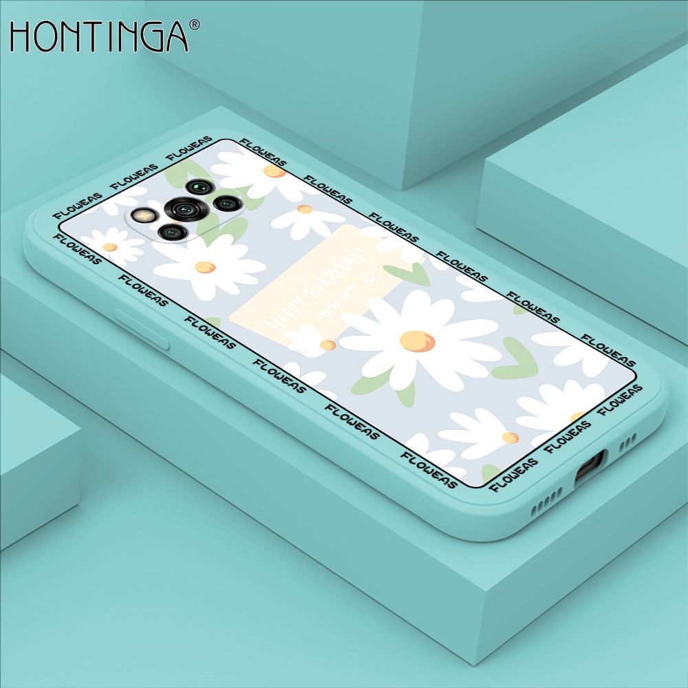 Hontinga for Xiaomi Poco X3 Pro / X3 NFC Case Beautiful Daisy Flower Phone Case Phone Case Soft Square Edge Silicone Cases Full Lens Cover Shockproof Protection Cover