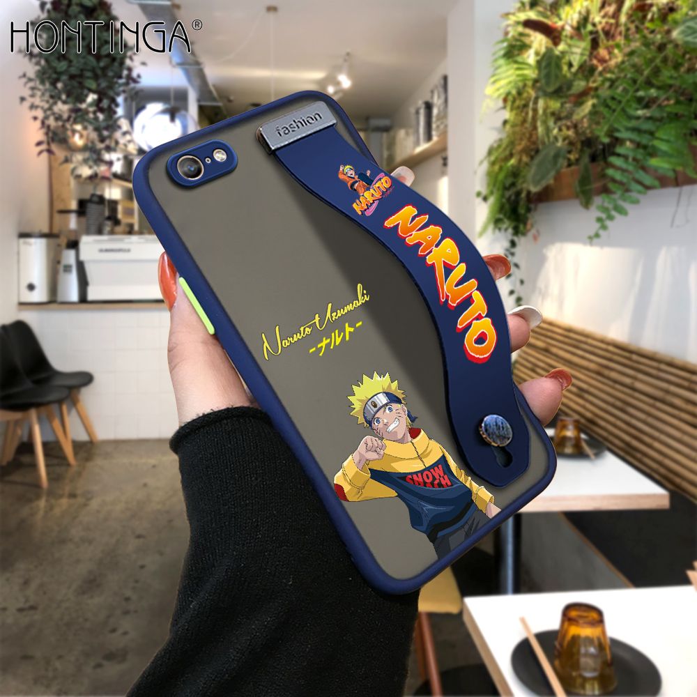 Hontinga for OPPO A57 A39 Back Cover With Wristband Uzumaki Naruto Phone Casee Full Lens Protection Thin Frosted Cases