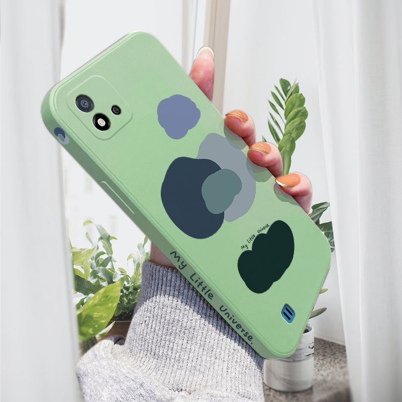 AMORVOR for Realme C20/C20A/C11 2021 Back Cover Color Mixture Clouds Side design Soft Case Liquid Silicone Phone Cases