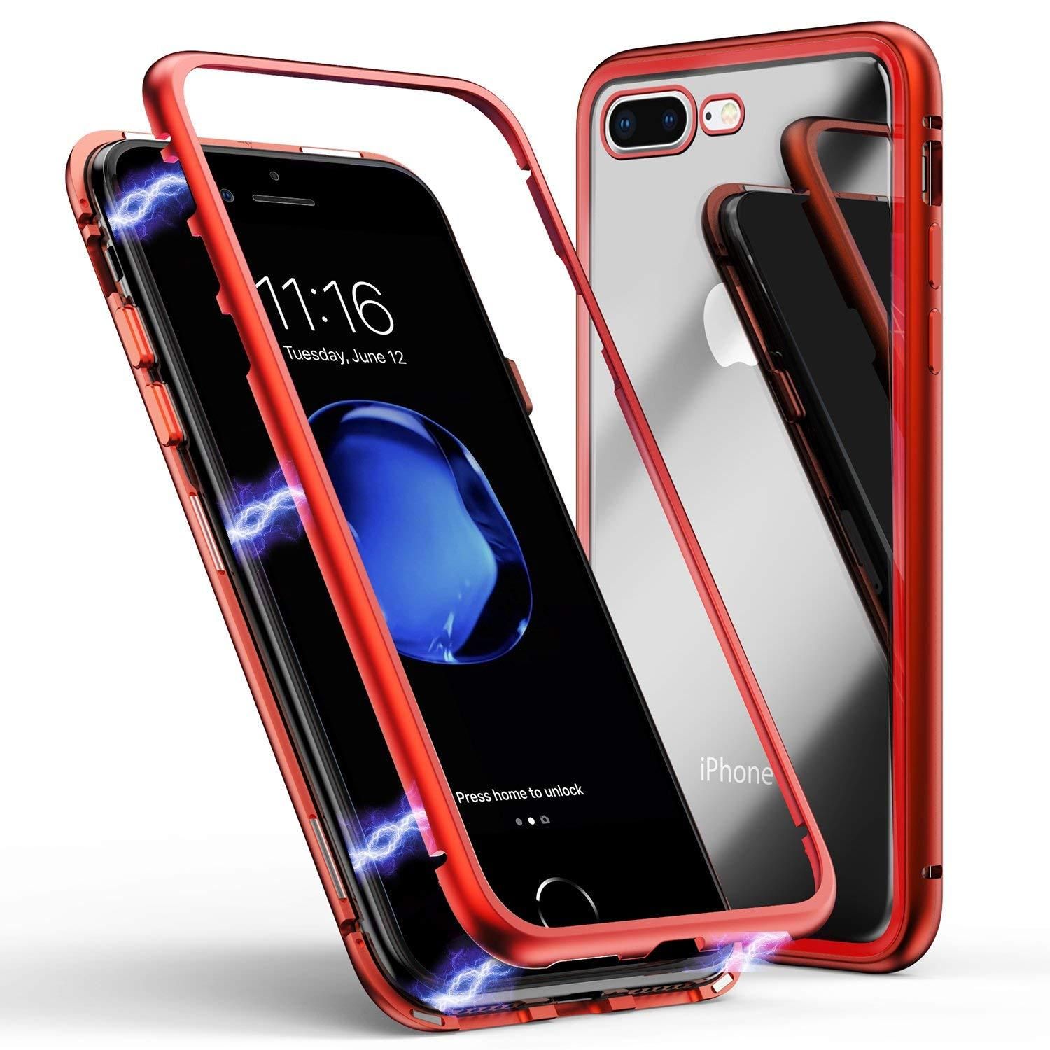 WK DESIGN 360 Magnetic Metal Phone Case Tempered Glass Back Cover for iPhone 6 Plus/6s Plus
